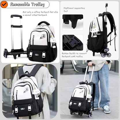 Girls Boys Rolling Backpack, Elementary Middle School Kids Bookbag Roller Backpack for Boys Girls with 2 Wheels, Brown - color: 2 Wheels-01-brown, style: 2 Wheels