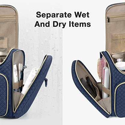 BAGSMART Women's Travel Toiletry Bag, Water-resistant Roomy, Navy Blue - color: Navy Blue