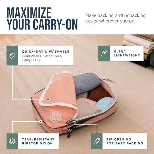 TRIPPED Travel Gear Compression Packing Cubes for Carry-On Travel 6-Pack - color: Pink, size: 6 Piece
