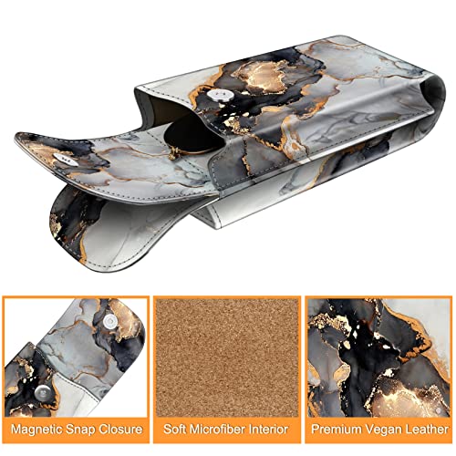 FINTIE Double Glasses Case with Carabiner Hook, Vegan Leather Eyeglass Case - color: Cloudy Marble