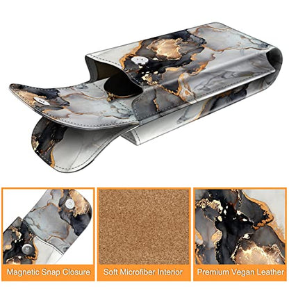 FINTIE Double Glasses Case with Carabiner Hook, Vegan Leather Eyeglass Case - color: Cloudy Marble