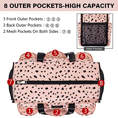 IBFUN Utility Tote Bag with 24 Pockets, Large Teacher Travel Tote for Women - color: A2-m-pink Leopard, size: Medium