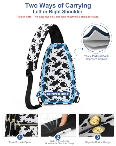 Capolo Crossbody Bags for Women Waterproof Sling Shoulder Bag Fanny Pack - color: Cow Print, size: Medium