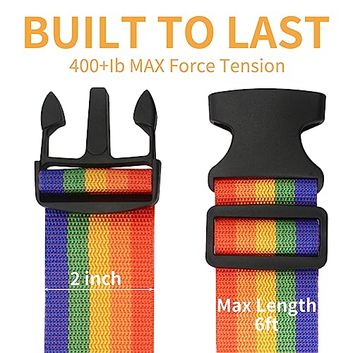 BILIONE Luggage Straps for Suitcases,79" Long Adjustable Luggage Belts - color: Black+Pink, size: 8Pcs