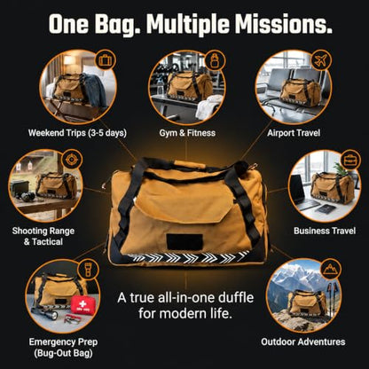 Roaring Fire 40L Commuter Duffel Bag, Convertible Travel Backpack