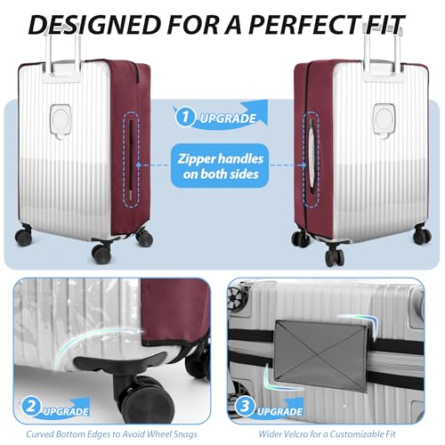 Transparent PVC Suitcase Cover, No Disassembly Required Clear Luggage Protector Suitcase Cover - color: Red, size: 34