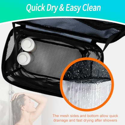 Dorm Room Essentials for Guys Girls, Quick Dry Mesh Shower Caddy Portable - color: Black