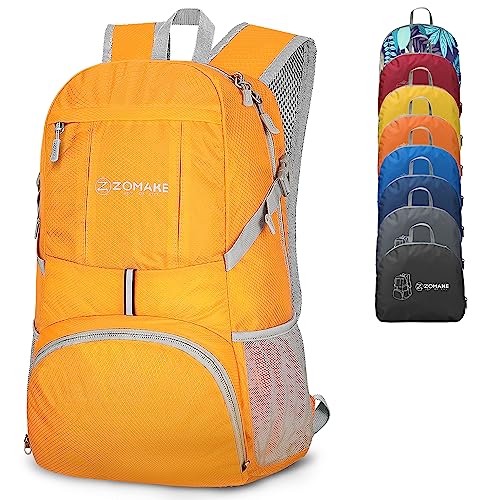 ZOMAKE Lightweight Packable Backpack 35L, Water Resistant Foldable Day Pack - color: C-yellow
