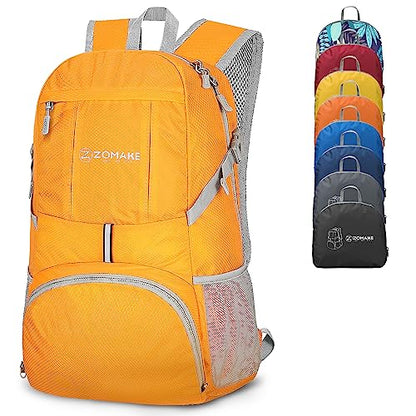 ZOMAKE Lightweight Packable Backpack 35L, Water Resistant Foldable Day Pack - color: C-yellow