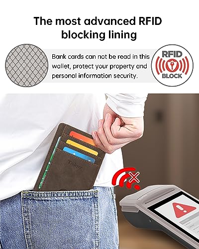 Teskyer Slim Minimalist Wallet for Men, RFID Front Pocket Card Holder - color: Y98 - Brown