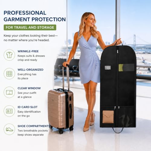 54" Large Garment Bag, Breathable Hanging Clothes Cover with Handle - size: V-G-54in-1P-2