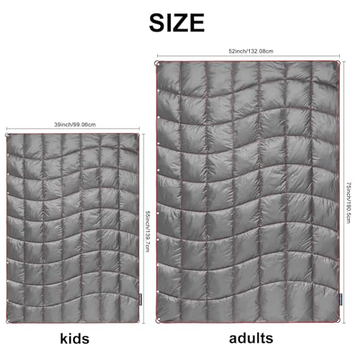 Camping Blanket Puffy Camp Blanket Large Outdoor Blanket - color: Grey, size: 52"x75"