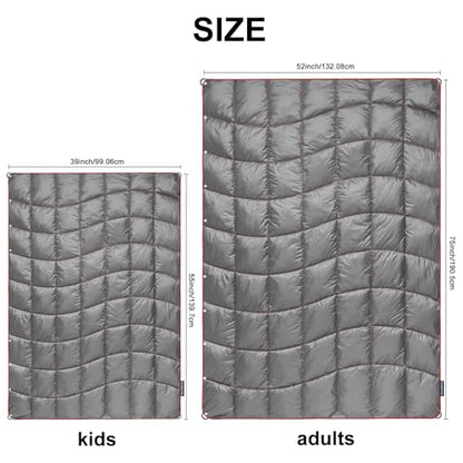 Camping Blanket Puffy Camp Blanket Large Outdoor Blanket - color: Grey, size: 52"x75"