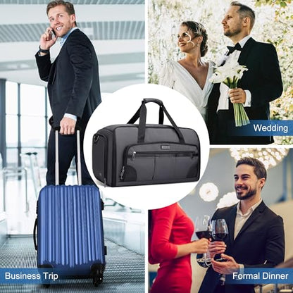 WITZMAN Garment Duffle Bags for Travel Men Suits 55L with Shoe Compartment - color: Silvery Grey