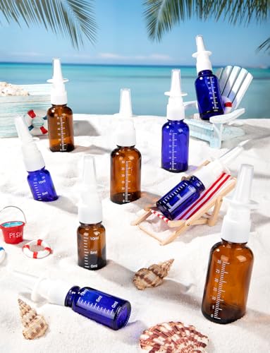 10 Pcs Nasal Spray Bottle Glass Empty Refillable, 10ML/0.35OZ - color: Brown 10ml 10Pcs