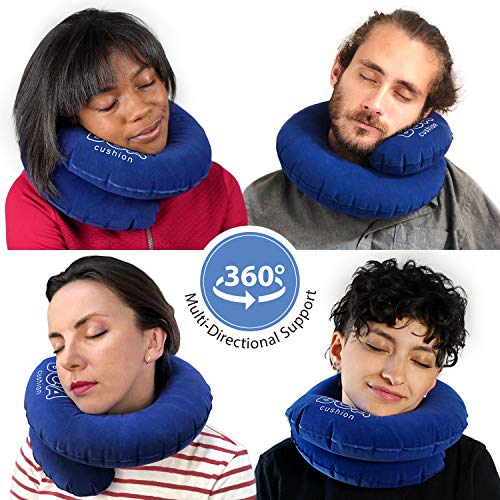 Travel Pillow Inflatable Pain Relief Flight Cushion Relax Blue for Adults and Kids (Blue) - color: Blue