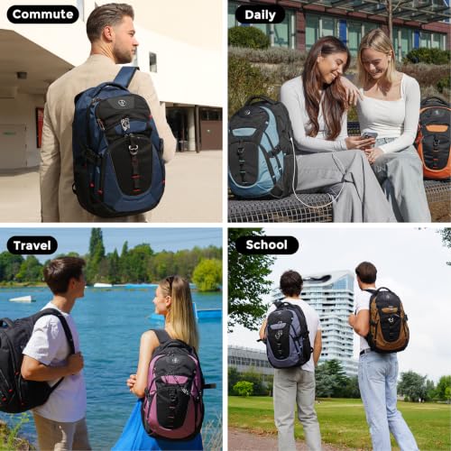 Swissdigital Design Travel Backpack for Men with USB Charging Port SD803-02 - color: Black/Grey