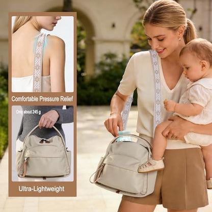 Nylon Top Handle Crossbody Bags for Women with 2 Adjustable Straps - color: 02-khaki