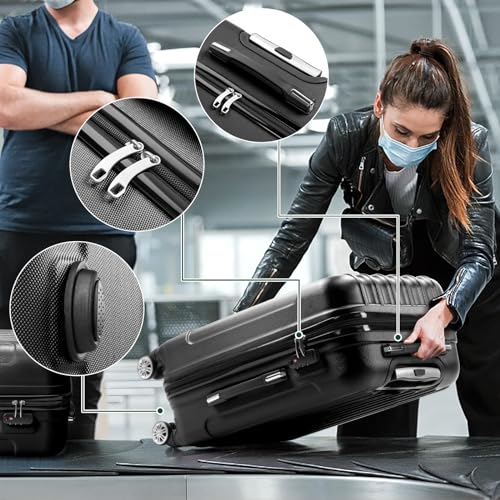 Karl home Luggage Set of 3 Hardside Suitcase Sets - Black (20/24/28) - color: Black, size: 3 Piece Set