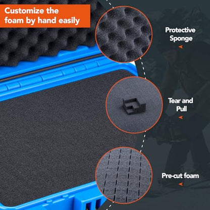 Lykus HC-3010 Waterproof Hard Case with Foam, Inner Size 10.75*6.65*3.94in - color: Blue, size: HC-3010
