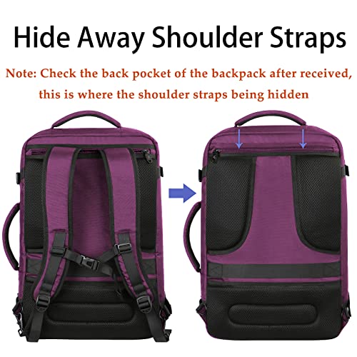 MATEIN Large Purple Travel Backpack, Expandable Airplane Backpack for Women - color: Purple, size: XX-Large