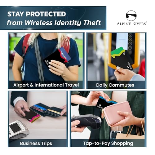 Alpine Rivers RFID Blocking Sleeves, Credit Card Protector, Passport Sleeve - color: Color Edge-Versatile