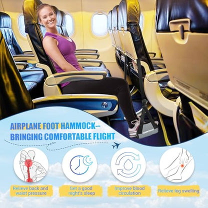 Airplane Foot Fammock, No Collapse Thickened Bamboo Plane Foot Rest Travel - color: 1 Pc Gray