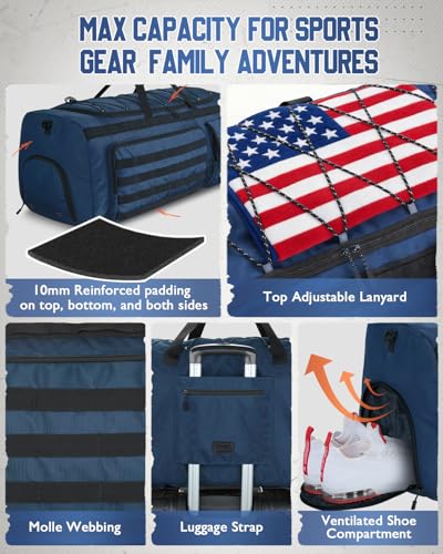 Gonex 90L Large Duffel Bag, Convertible Travel Sports Duffle - color: Dark Blue, size: 90L