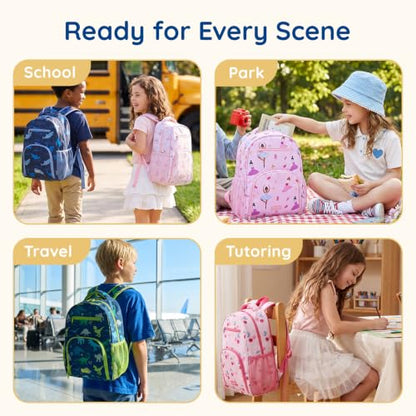 mommore 2-in-1 Kids Backpack for Boys Girls 4-8 with Insulated Lunch Pocket - color: Gradient Purple