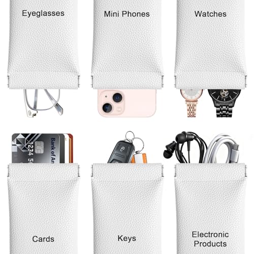 RayLove 2 Pack Glasses Case Soft Eyeglass Case For Women Men Squeeze Top Sunglasses Pouch Travel With Cleaning Cloth - color: White
