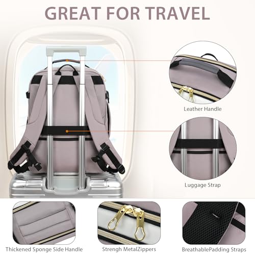 KROSER Laptop Backpack Computer Backpack 17 Inch Men-Beige/Dusty Pink/Grey - color: Beige/Dusty Pink/Grey