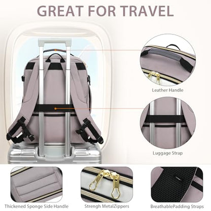 KROSER Laptop Backpack Computer Backpack 17 Inch Men-Beige/Dusty Pink/Grey - color: Beige/Dusty Pink/Grey