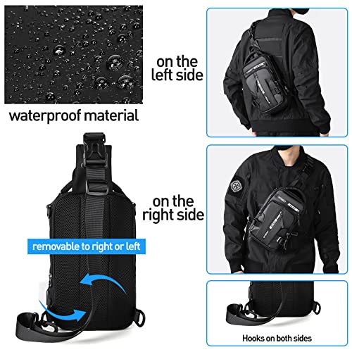 SEAFEW Sling Bag for Men Women, Crossbody Chest Backpack Motorcycle Bag - color: Black-small