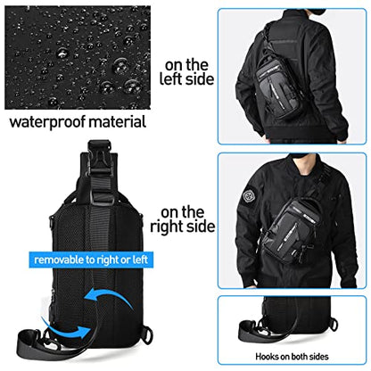 SEAFEW Sling Bag for Men Women, Crossbody Chest Backpack Motorcycle Bag - color: Black-small