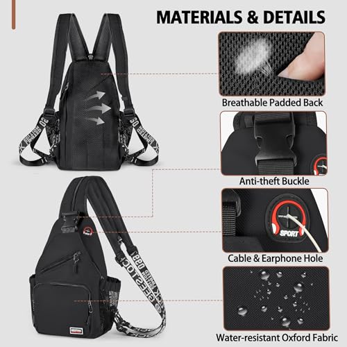 Geestock Convertible Sling Bag Crossbody Backpack for Women Men, Black - color: Black, size: Large
