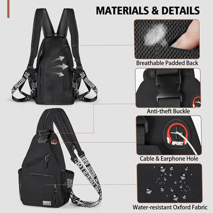 Geestock Convertible Sling Bag Crossbody Backpack for Women Men, Black - color: Black, size: Large
