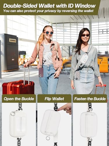 Tiostep Clip and Go Strap for Phone with Wallet Crossbody Phone Lanyard Adjustable and Detachable RFID Wristlet Wallet (Cream, Medium) - color: Cream, size: Medium