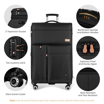 30'' Suitcase w/Double Spinner Wheels,TSA LOCK,Expandable - color: Black, size: Checked-Large 30-Inch