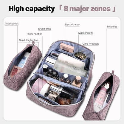 BOYATU Travel Makeup Bag Cosmetic Bags for Women: 3 Pcs Set Make up Bag - color: Z-64Purple
