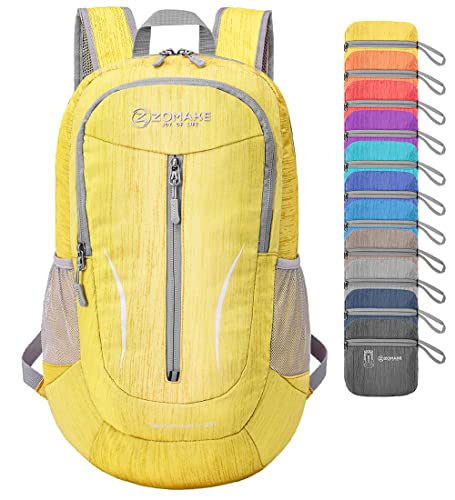 ZOMAKE 25L Lightweight Packable Backpack, Foldable Daypack(Yellow) - color: Yellow