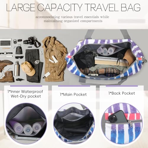 Rolling Duffel Bag - Foldable Expandable Duffle With Wheels for Travel, Luggage Carry On, Large Backpack Weekend Bag for Men Women (Rainbow) - color: Rainbow