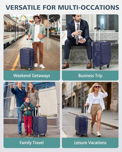 RAINSMORE Expandable Carry on Luggage 20 Inch, Airline Approved Carry on Suitcase with Front Pocket&Laptop Compartment, Hardshell Rolling Travel Luggage with Spinner Wheels,Royal Blue - color: Royal Blue