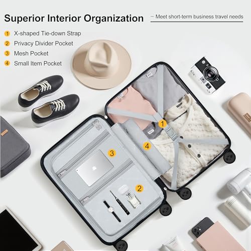 MGB Hardshell Carry on Luggage with Front Compartment, 20"- Charcoal Grey - color: Charcoal Grey, size: Carry-On 20 inch