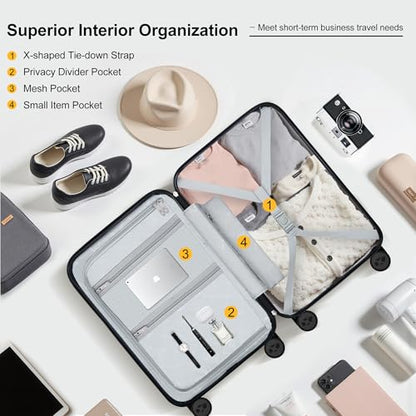 MGB Hardshell Carry on Luggage with Front Compartment, 20"- Charcoal Grey - color: Charcoal Grey, size: Carry-On 20 inch
