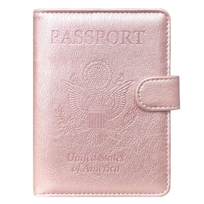 Passport Holder Cover, ACdream Protective Premium Leather RFID Blocking Wallet Travel Case for Passport/Credit Card/Air Ticket, - color: **Rose Gold