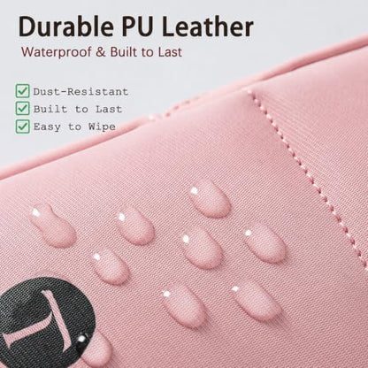 Standing Travel Makeup Bag, Small Fold-Down Makeup Brush Organizer (Pink) - color: Pink