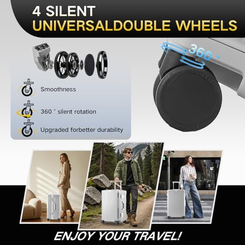 26 Inch Aluminium Frame Luggage, Large Checked Suitcase with Zipperless PC Hard Shell, Spinner Wheels, TSA Approved Lock and Lightweight Aluminum Luggage for Travel (Silver, 26 Inch) - color: Silver, size: 26 Inch