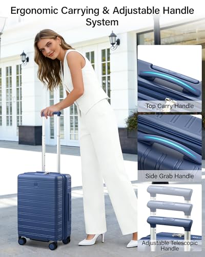 MILADA 28-Inch Large Hardside Expandable Checked Luggage Suitcase, Blue - color: Interstellar Blue, size: Checked Large 28 inch