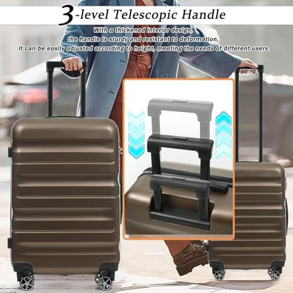 Merax Luggage Set 13 Piece, Hardshell ABS Suitcases with 8 Silent Spinner Wheels, Durable and Lightweight Travel Luggage for Family Trips - color: Brown, style: 13-piece Set