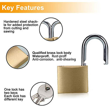 ABRAFOX Lock Solid Brass Keyed Different Padlock-（1-9/16 inch 40mm 2pack - color: 2-pack